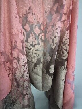 Pink and Beige Floral Lace Overlay Scarf/Shawl